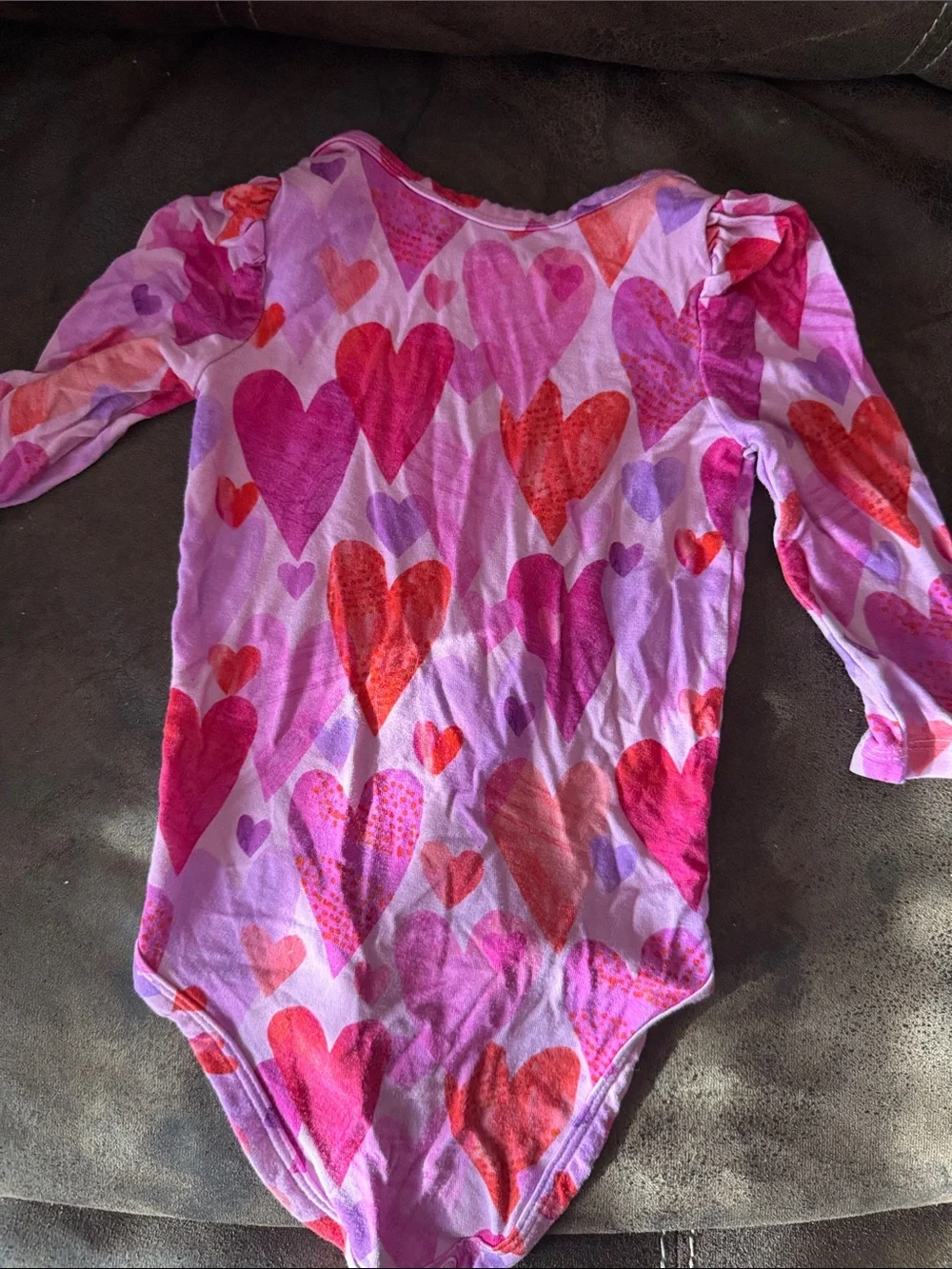 Little Sleepies Pink Long-Sleeve Heart-Print One-Piece